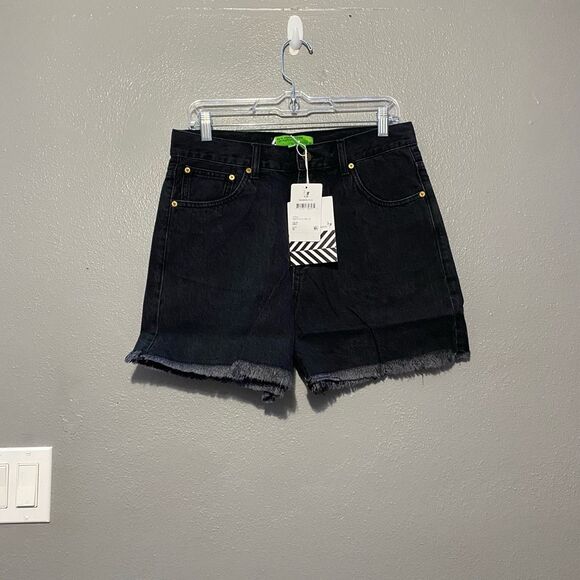Sandrine Rose Free People The Short Fringe Hem Shorts Denim in Black Size 27
